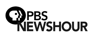 PBS NewsHour logo with stylized human profile icon.