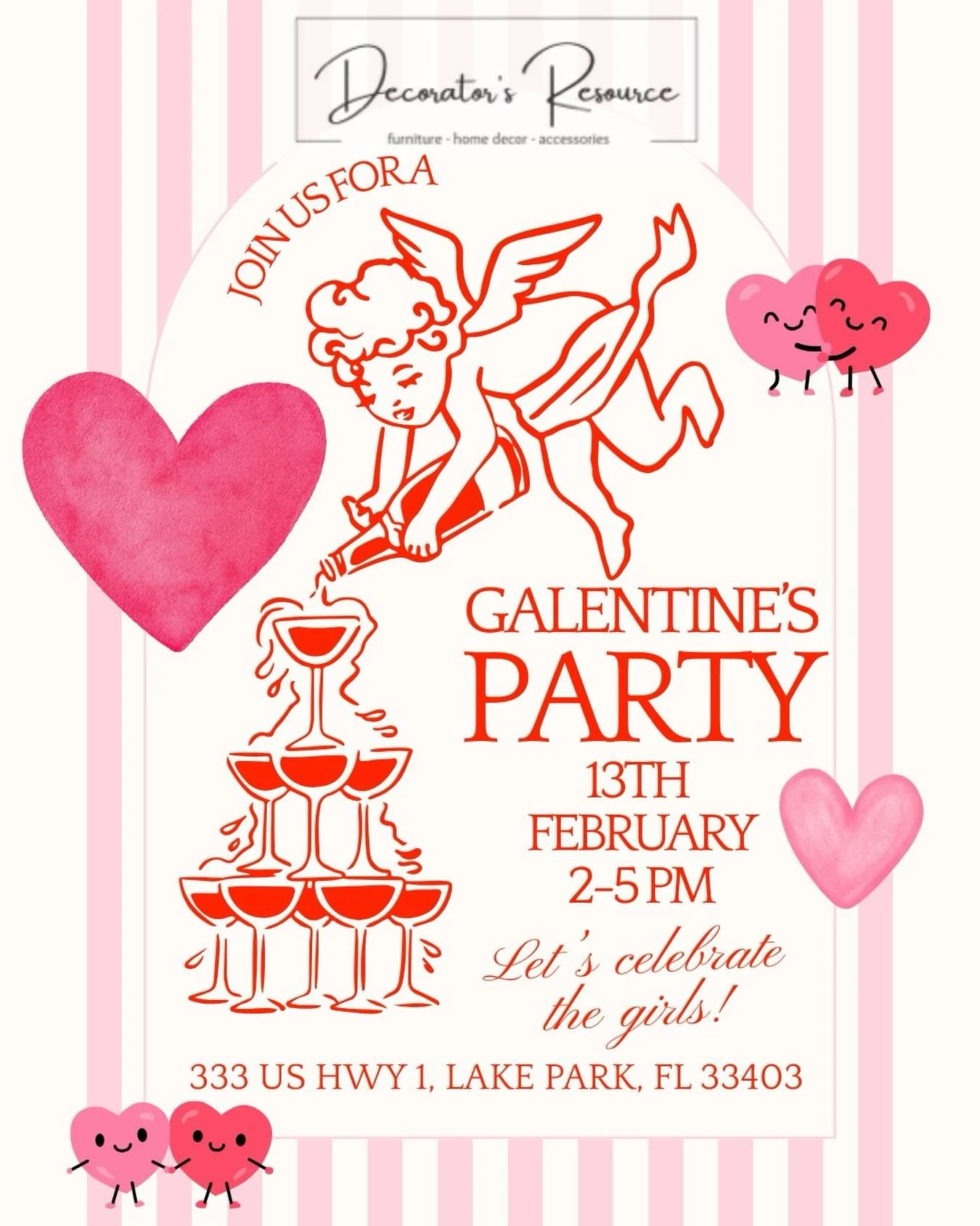 Celebrate Galentine's Day with us!!! Enjoy 20% OFF all Handbags and Jewelry, plus champagne, ros&eacute;, white wine, and desserts!!!