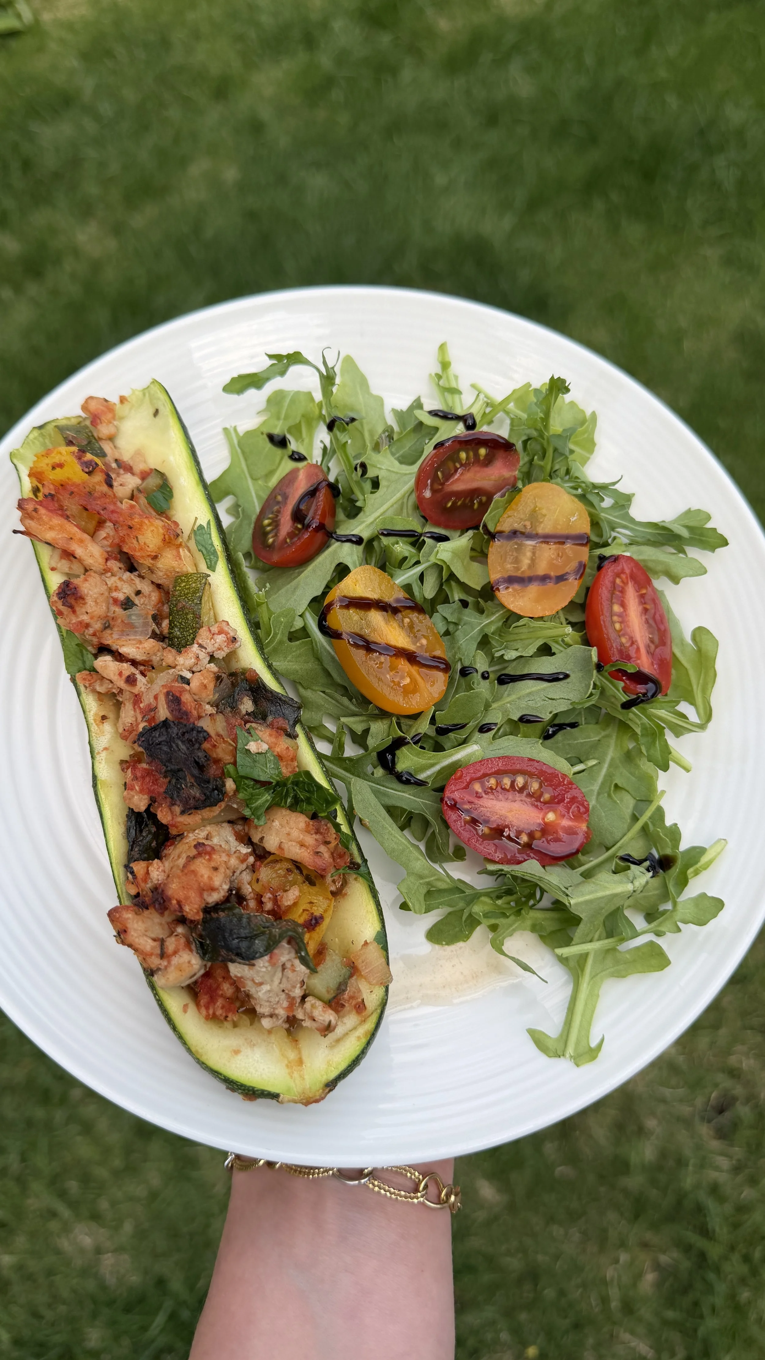High Protein Stuffed Zucchini