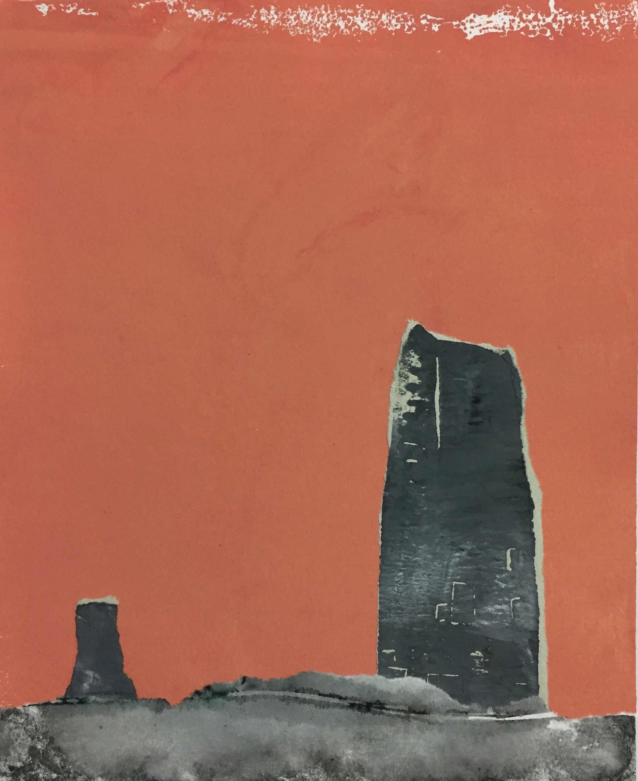   Once , collage with linocut fragments, 2019 