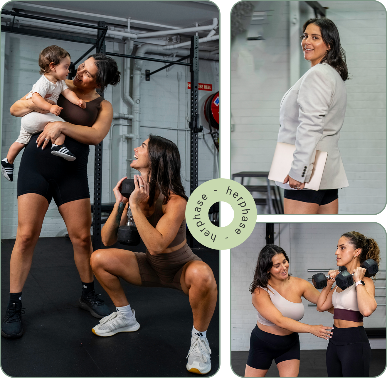 HERPhase Emma Scrench Training Clients In Gym Collage
