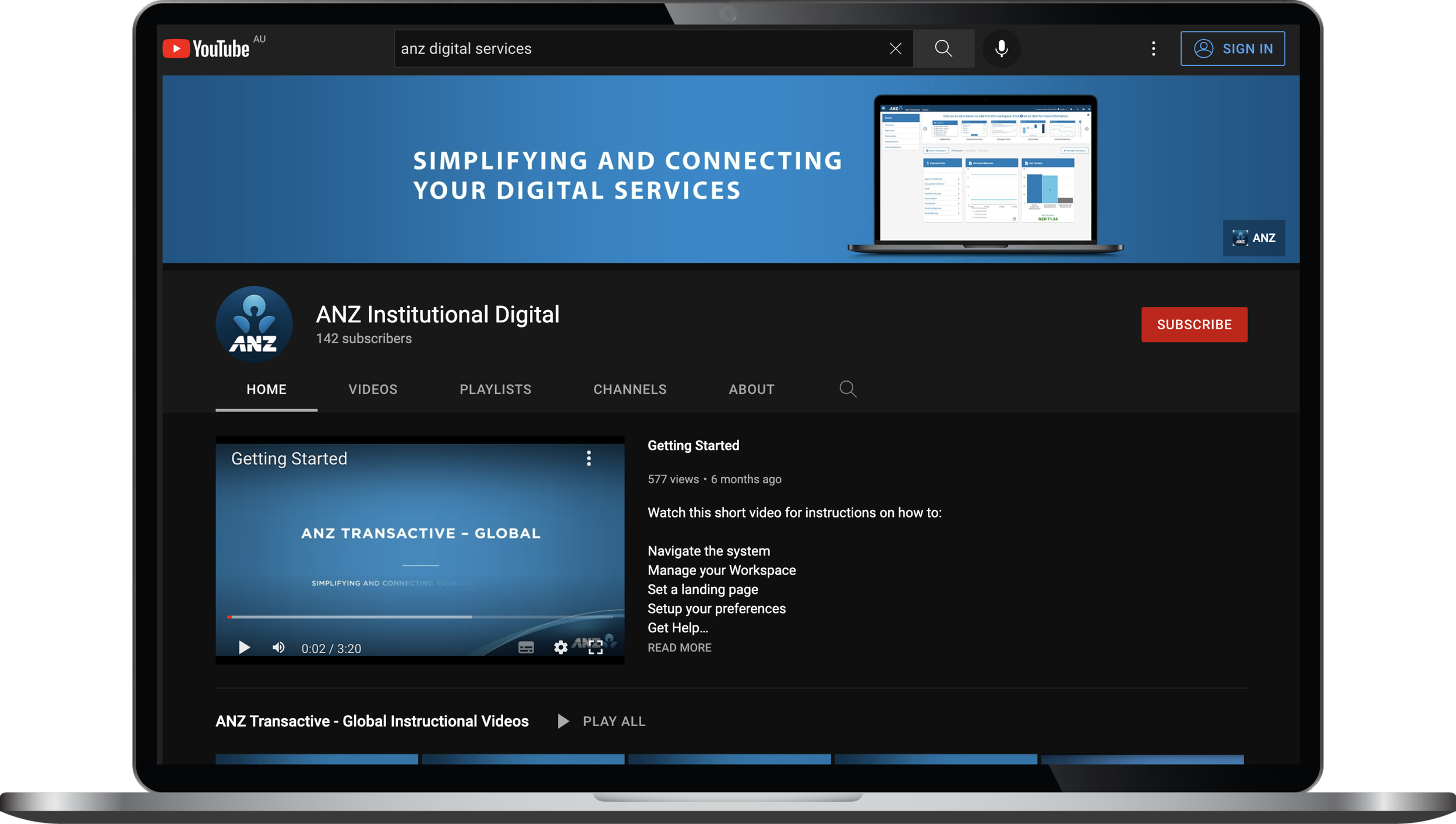 ANZ Digital Services YouTube Channel