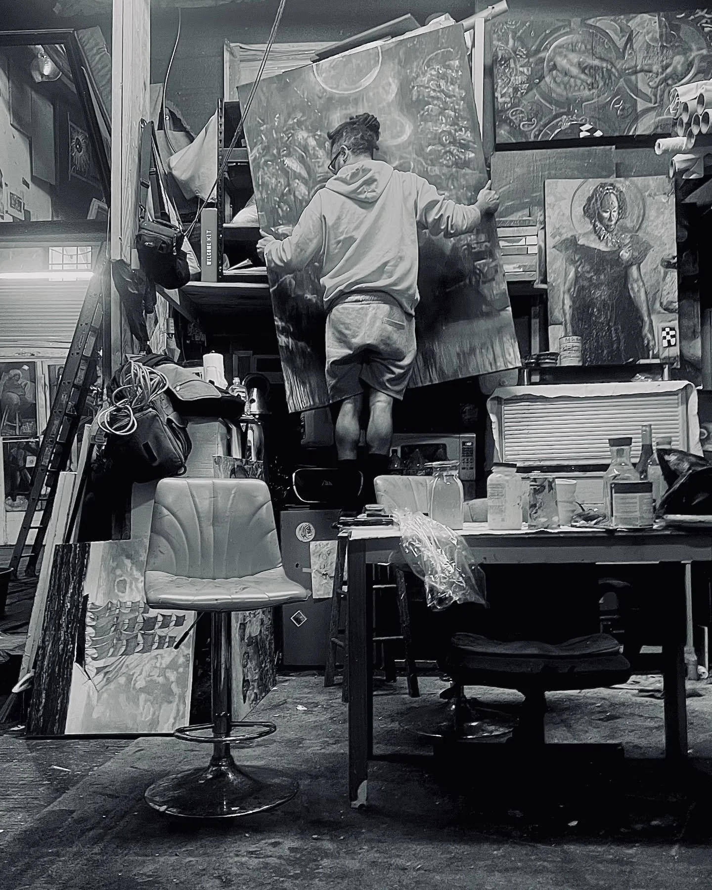 Meet Ayo Scott.

New Orleans-based visual artist and poet, Ayo&rsquo;s work explores Southern Black identity, cultural memory, and familial legacy; spanning painting, sculpture, and performance.

Storytelling is at the core of his practice.
And in ma