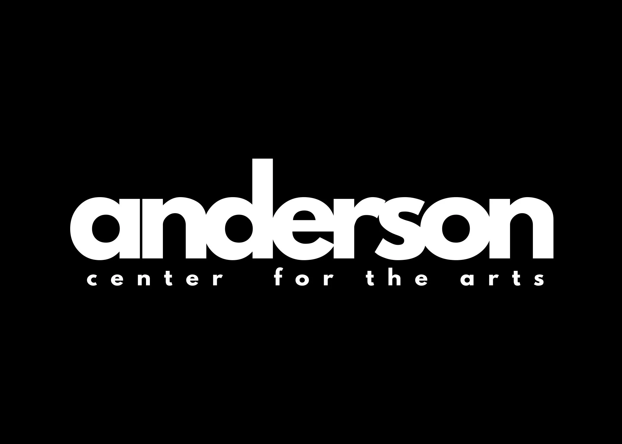 Logo for Anderson Center for the Arts in bold white text on a black background.