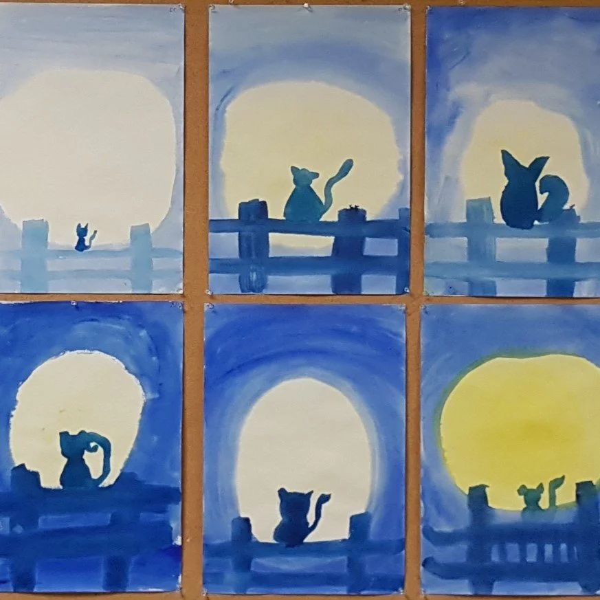 In Waldorf classrooms, children often paint similar images, yet each one is beautifully unique. Through this shared process, children explore colour, build skill through imitation, and feel secure in familiar rhythms. What looks alike at first glance