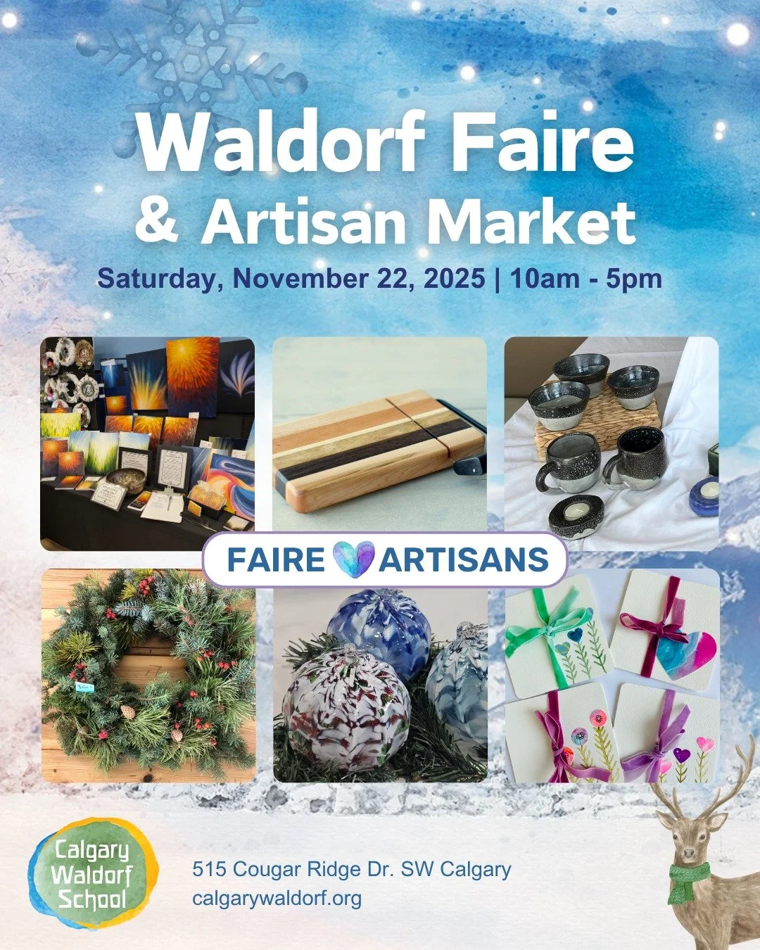 Get ready for a magical day of family festivities and a showcase of over 40 incredible local artisans.

This isn't just a market&mdash;it's a community celebration directly supporting local craftspeople and our amazing school!

Let's shop local and m