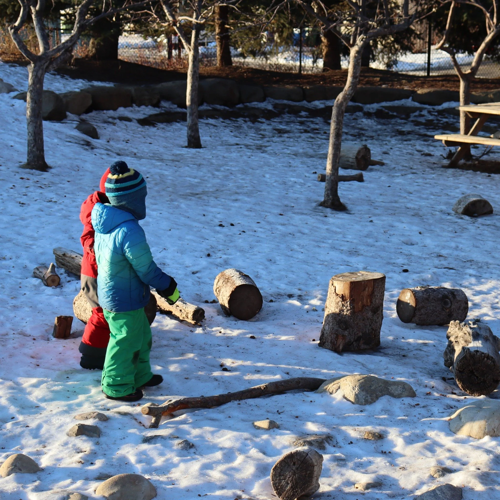 "The best classroom and the richest cupboard are roofed only by the sky." &mdash; Margaret McMillan

In the Waldorf tradition, we spend time outside every day to meet the world exactly as it is. We don't hide from the rain; we jump in the p