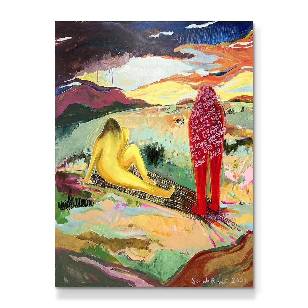 Lonely Conversation
Acrylic, oil pastel, and charcoal on canvas
137cm x 183cm
2021