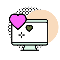 Desktop with computer with heart icon