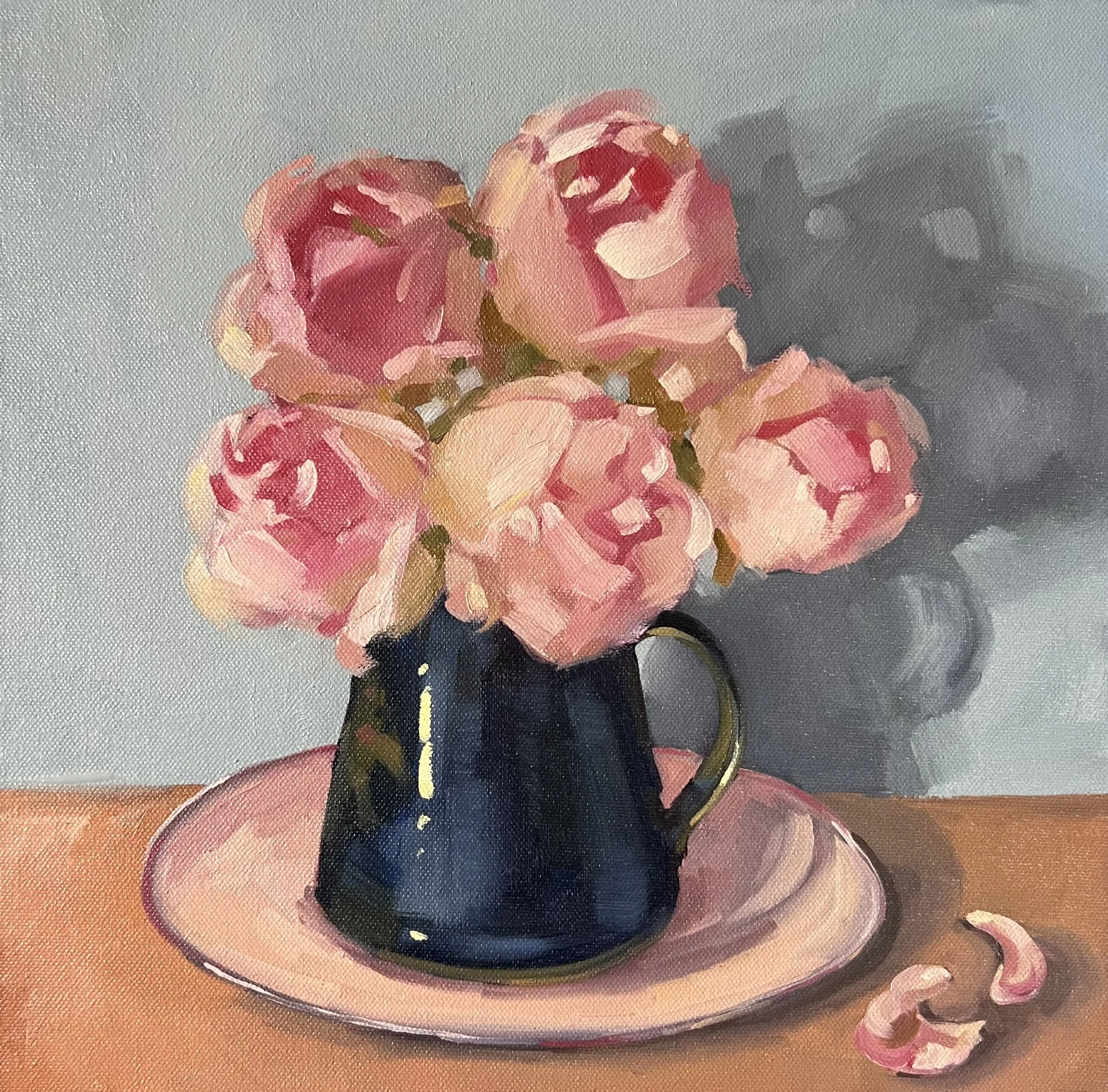 Pink roses and blue jug_Sarah Pondevie.jpg