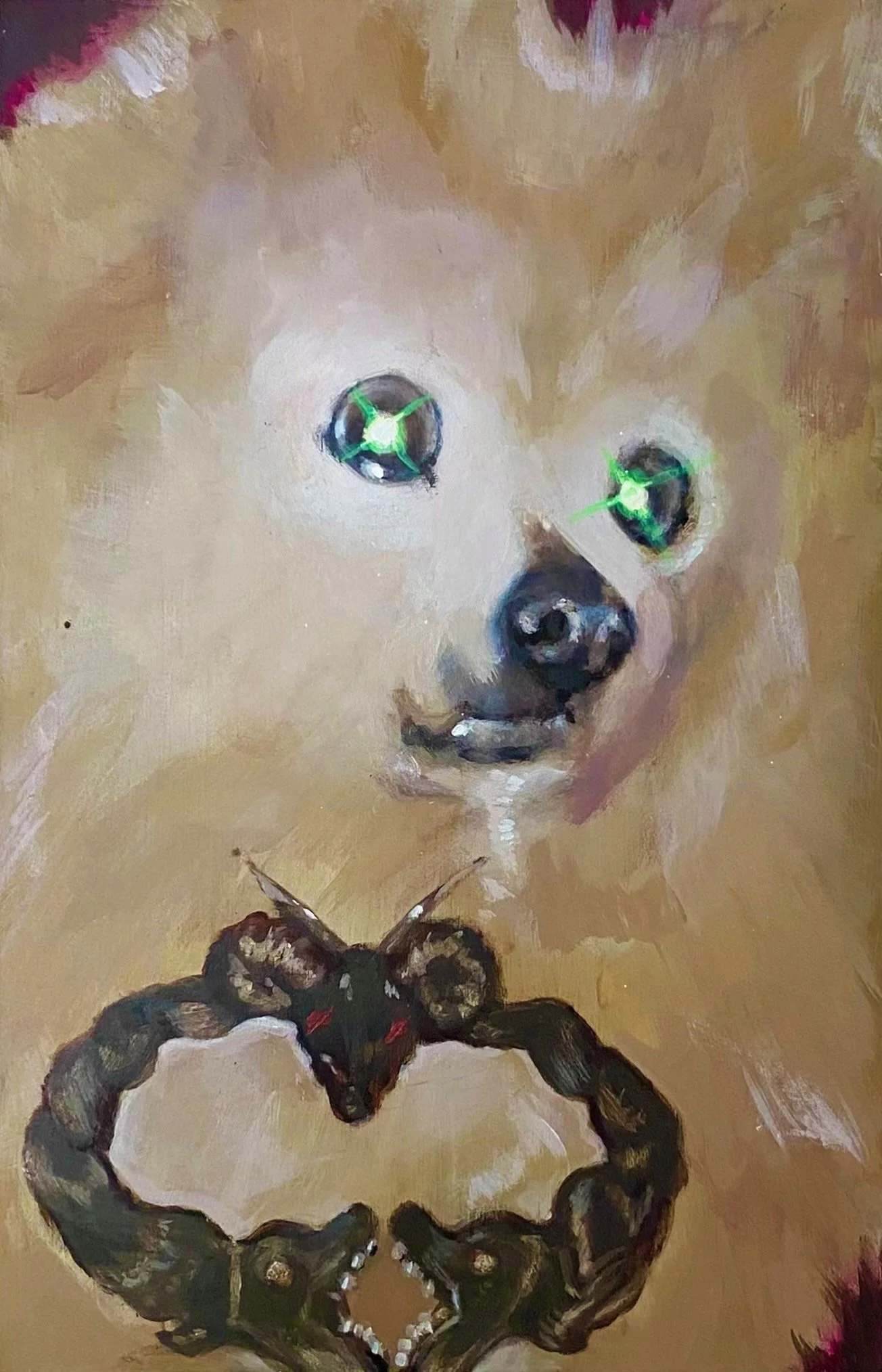 Foxy "pazuzu" Reisonas, 15 x 22 cm, acrylic and flash on board