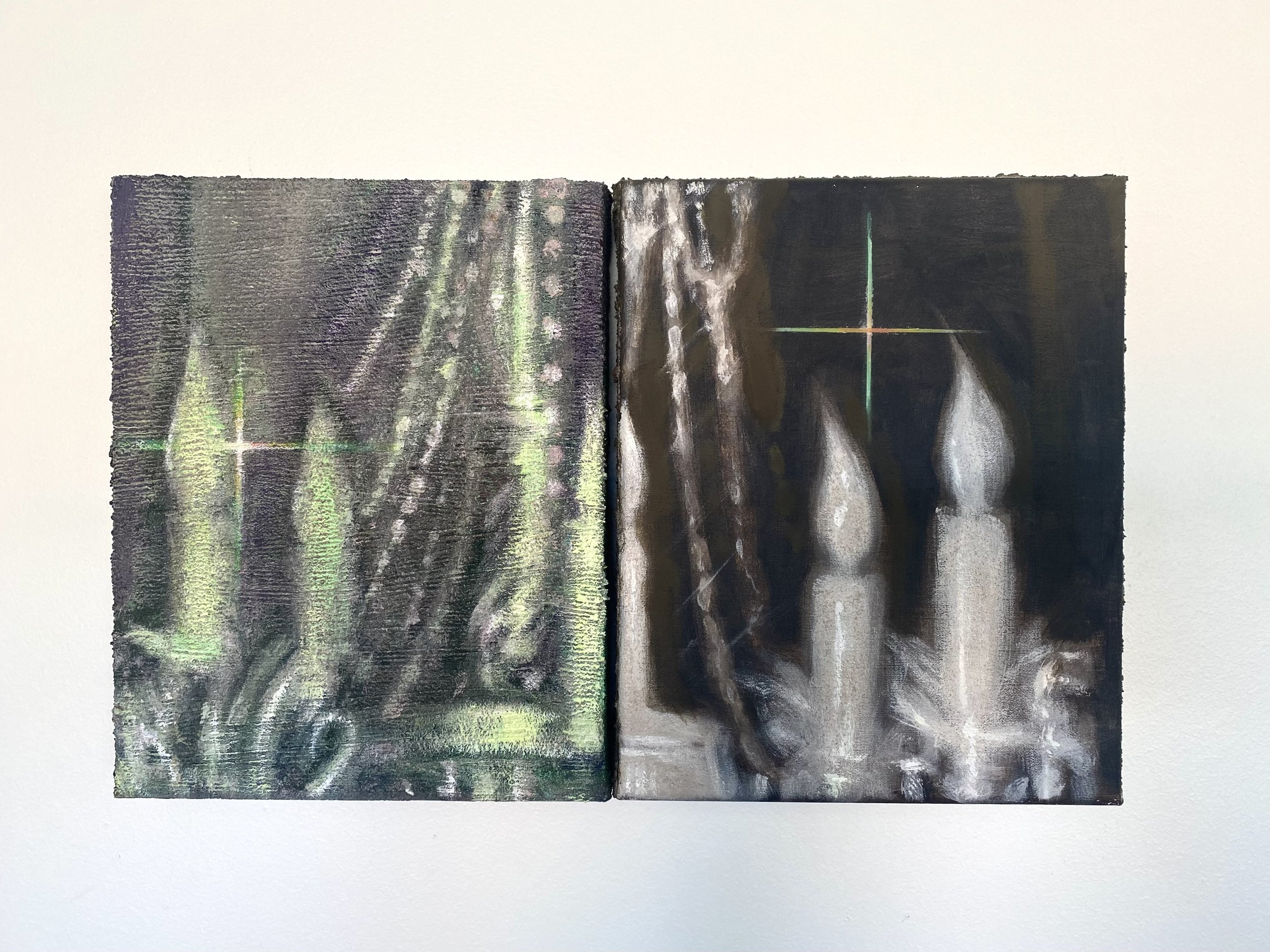 Danutė, 20.3 x 25.4 (each), acrylic, resin and pumice stone on canvas
