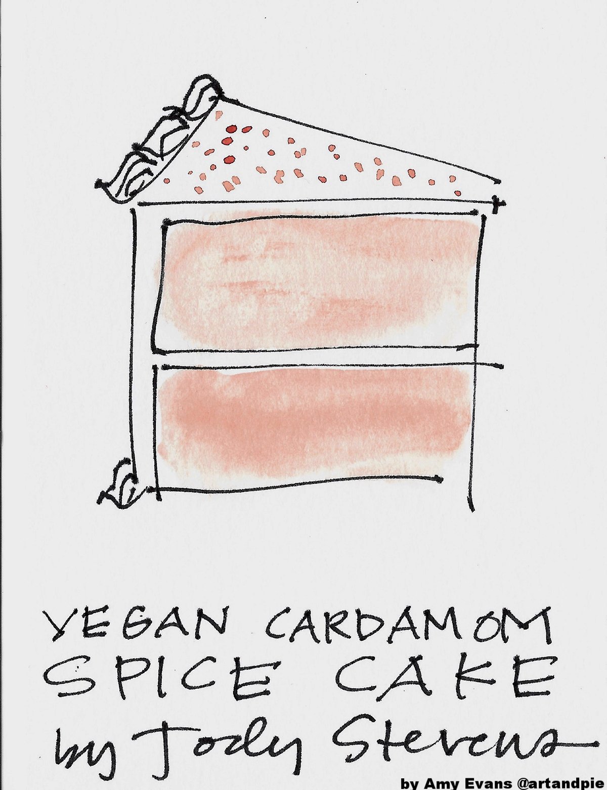 VEGAN CARDAMOM SPICE CAKE drawing by Amy C Evans.jpg