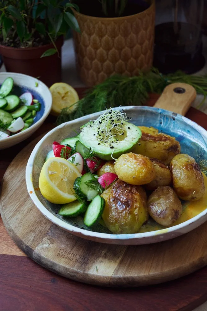 Roasted New Potatoes with Salad