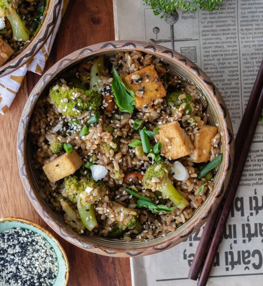 Fried rice with tofu and veggies