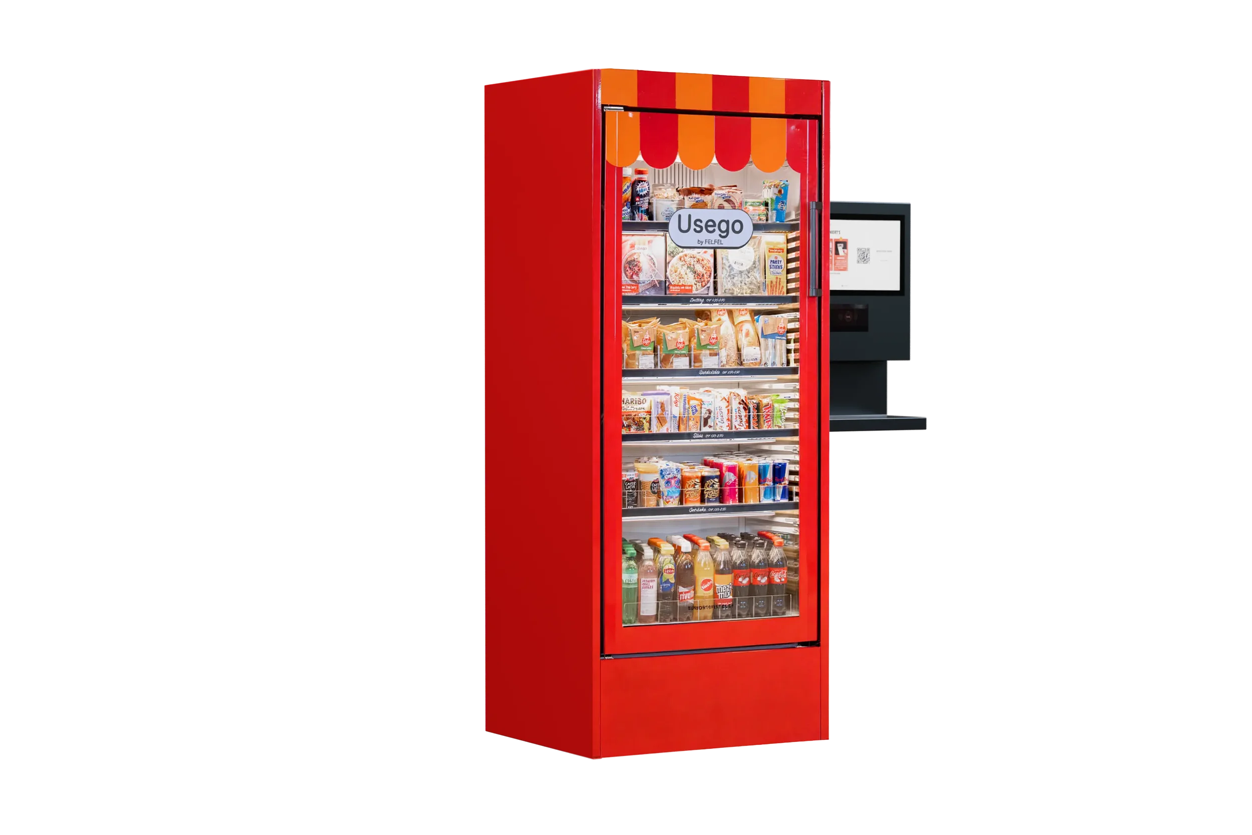 Réfrigérateur Usego Lunch rempli de plats chauds au bureau, disponible 24 h/24 et 7 j/7