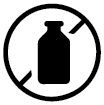 Bottle inside a circle with a line crossing through it, indicating no bottles allowed.