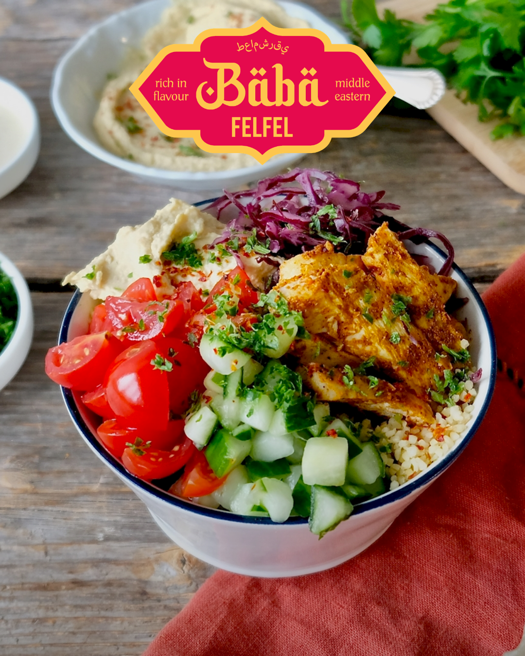 Oriental Chicken & Hummus bowl