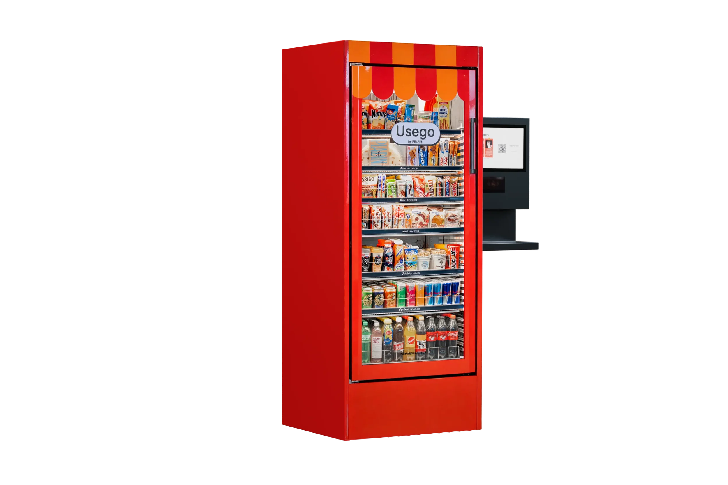 Le réfrigérateur Usego Snacks, rempli de plats chauds au bureau, est accessible 24 heures sur 24, 7 jours sur 7