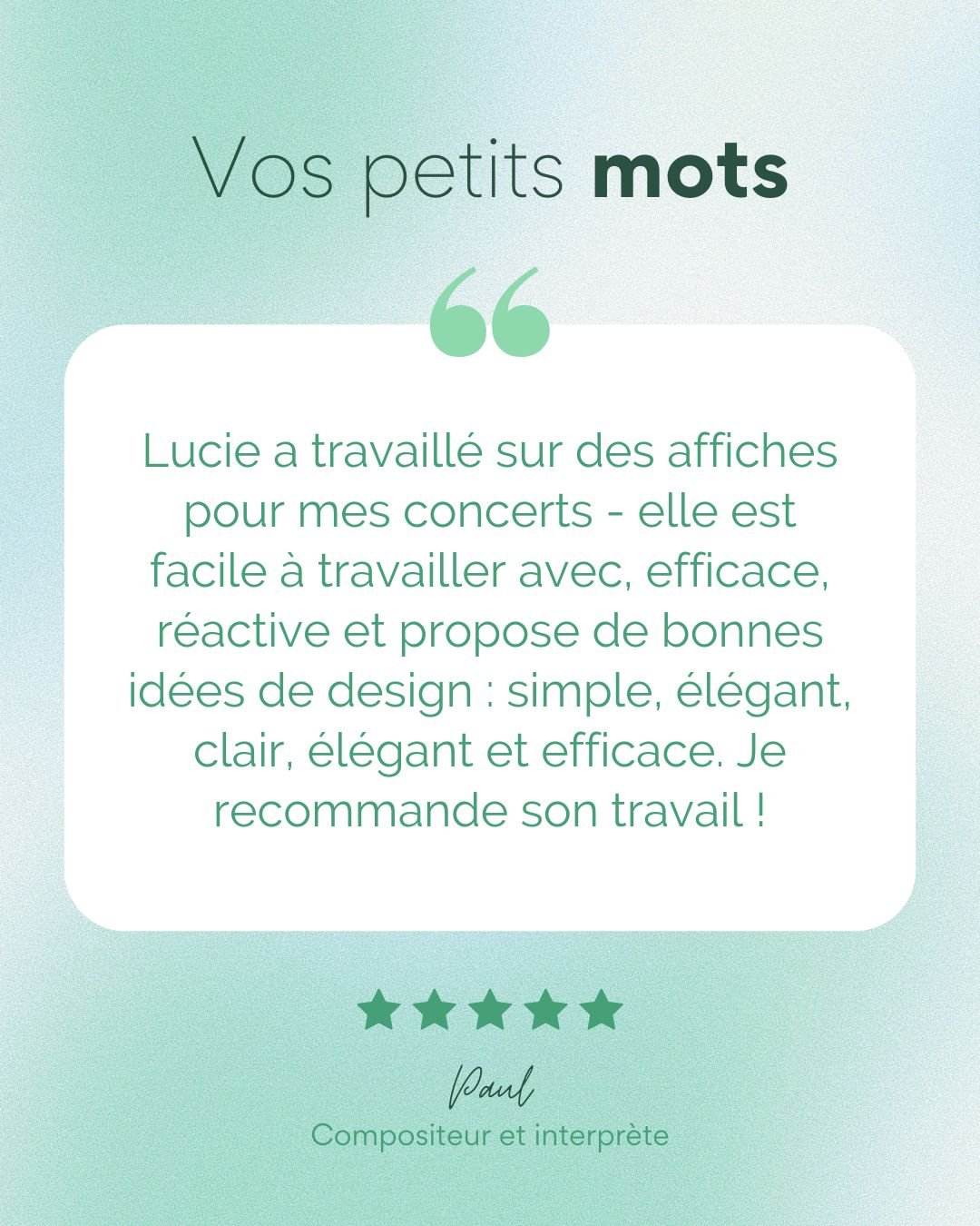 Merci &agrave; Paul pour sa confiance :-)