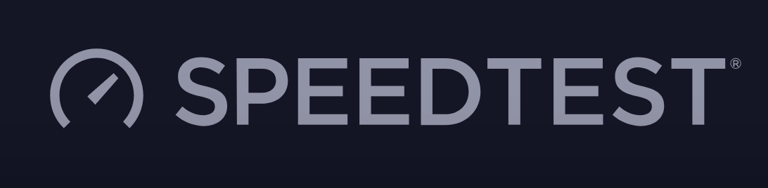 Speedtest logo with speedometer icon and the text 'SPEEDTEST' on a dark background.