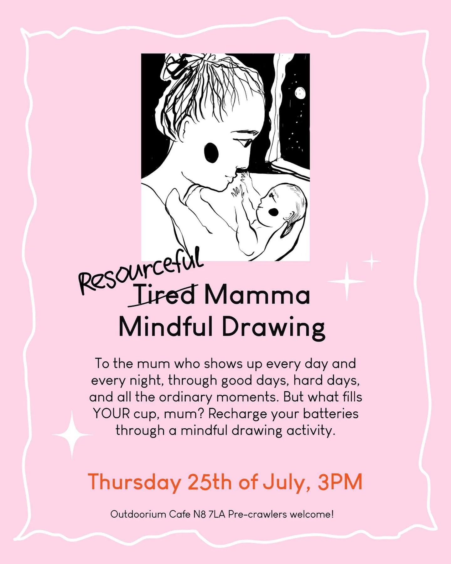 What fills your cup, mum? Join us to find the inner and outer resources that nurture and energise you ✨ Theough the mindful (neurographic art) drawing of course! Babies welcome. Book in bio via Eventbrite x 

#mindfuldrawing #neurographicart #crouche