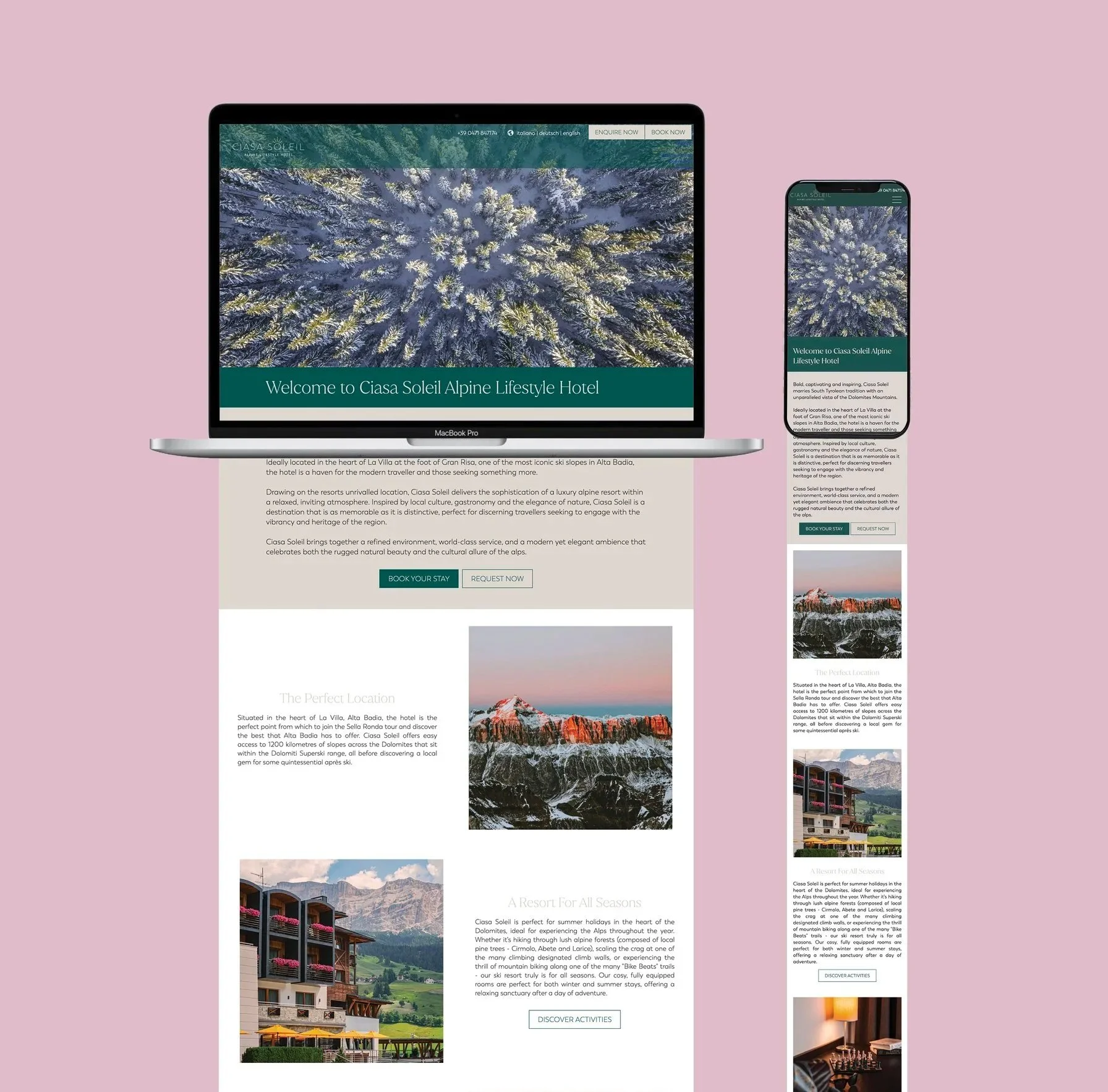 website design for soleil alpine lifestyle hotel