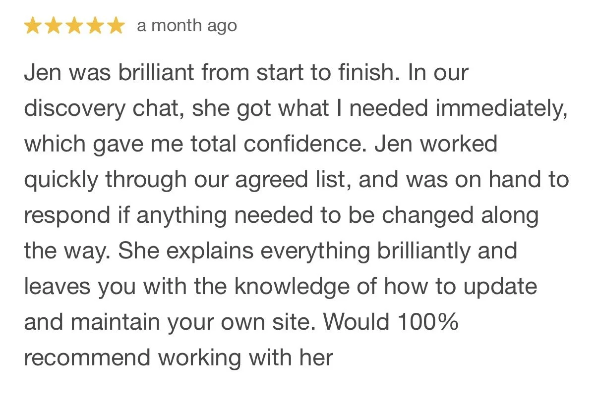 Review for Squarespace website designer UK