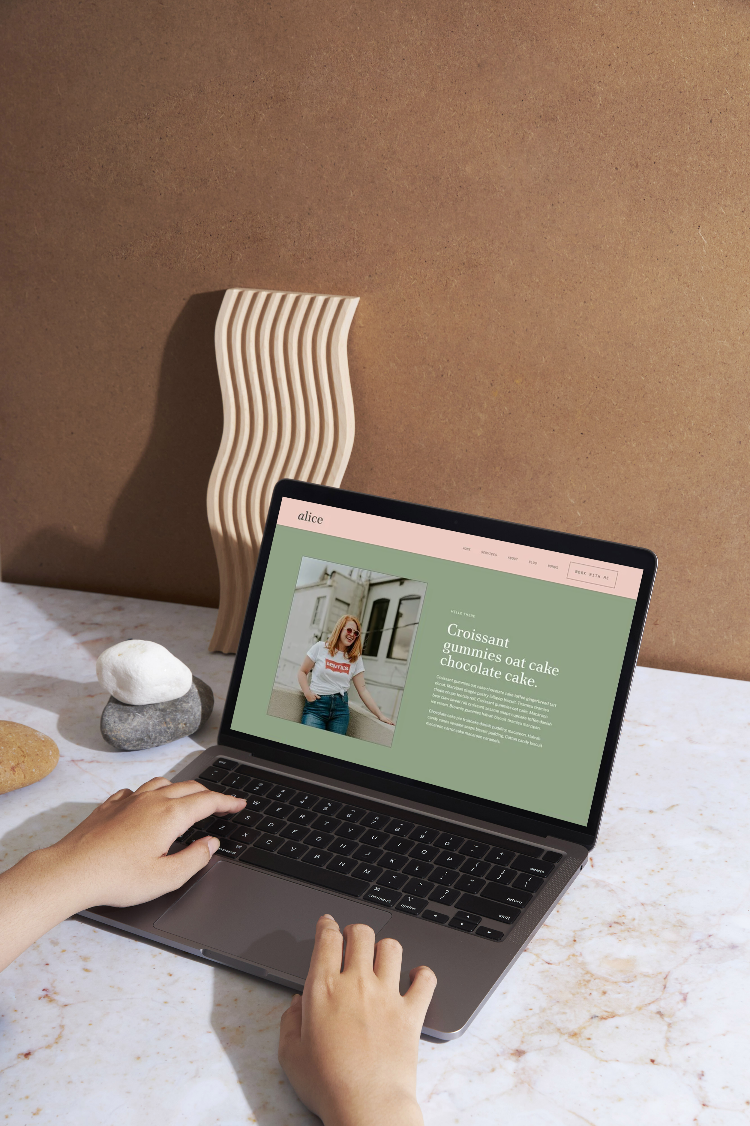 Squarespace website design mockup on laptop