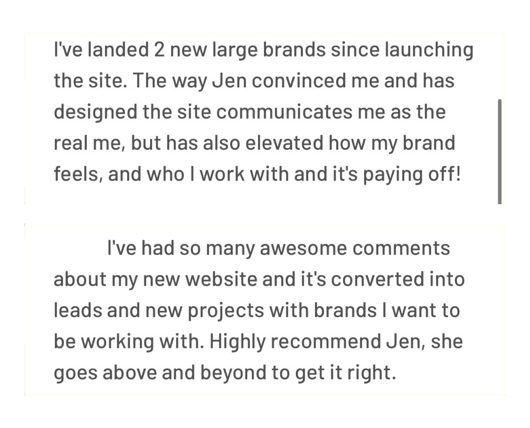 Feedback from Squarespace website client UK