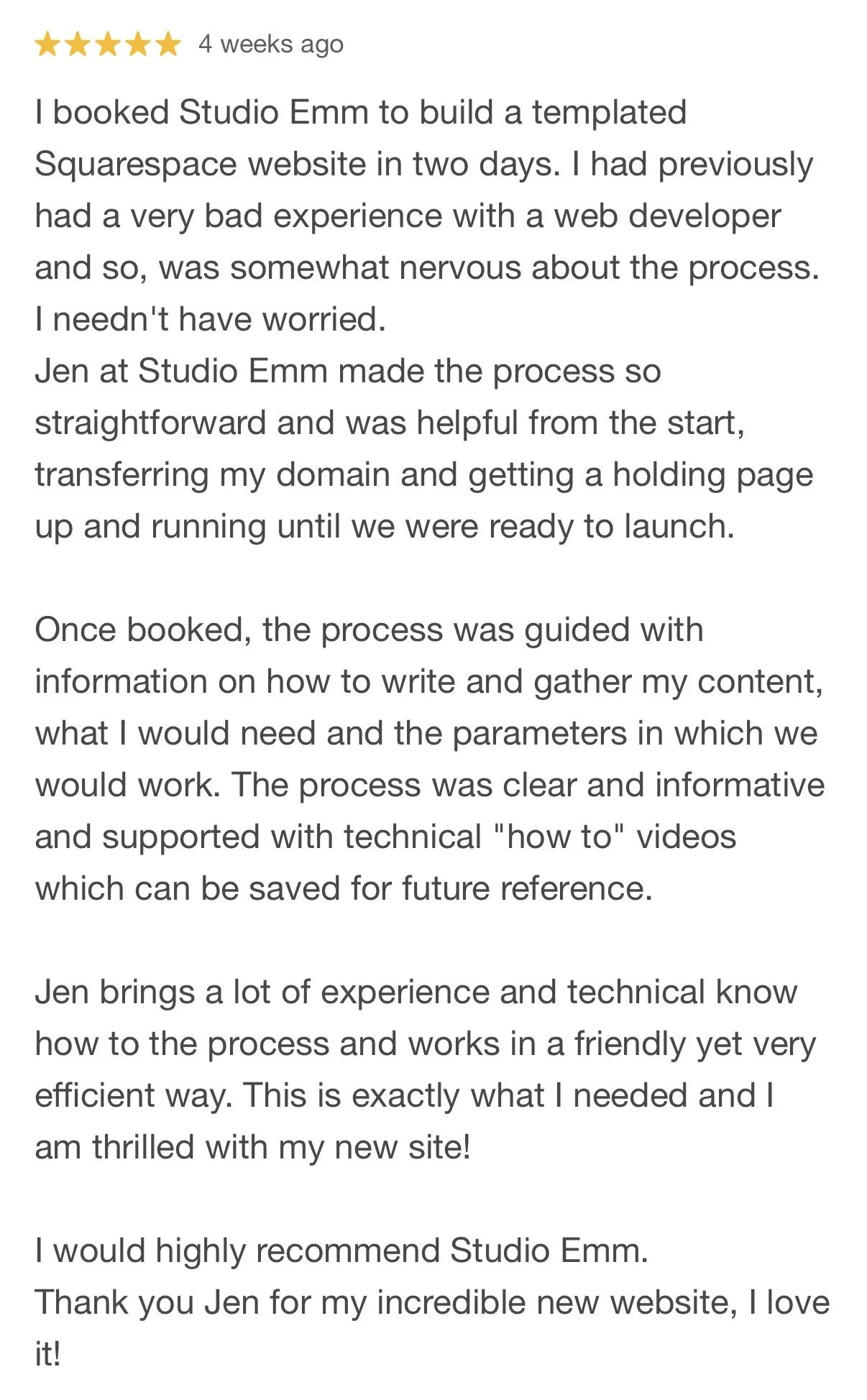 UK Squarespace website designer review