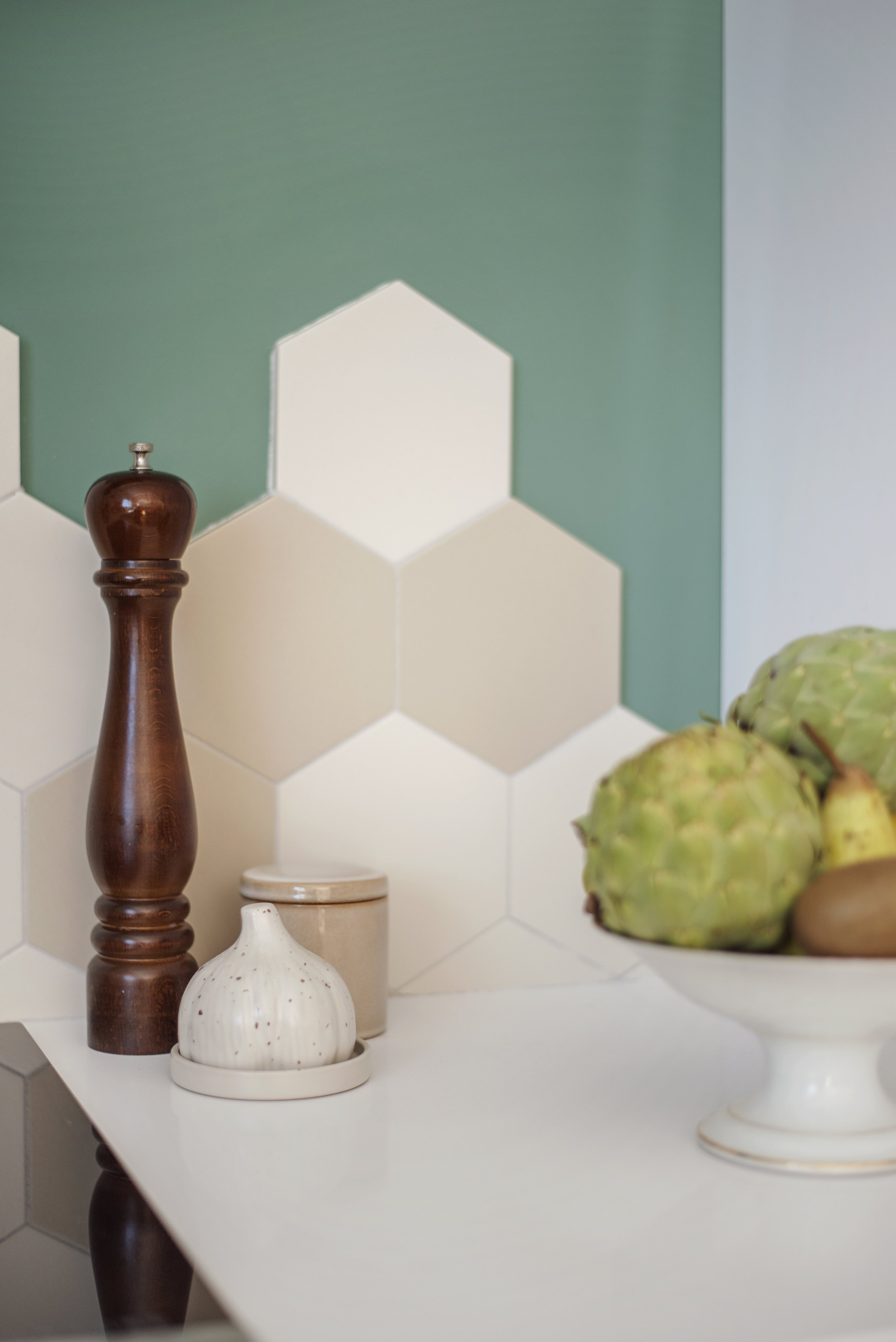 Crédence cuisine design tomette