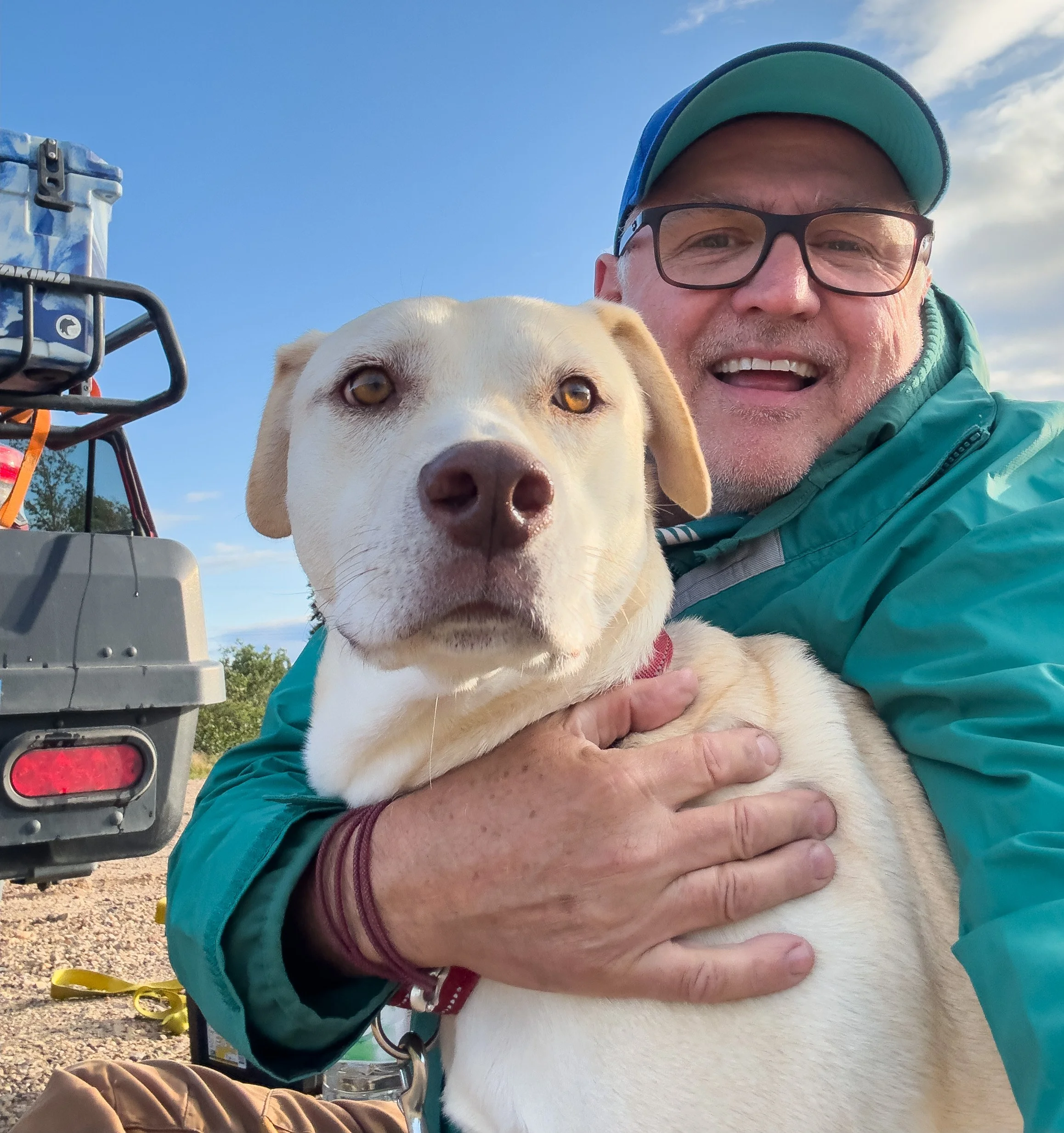 Media design teacher DAVE BOARDMAN and his dog Presta