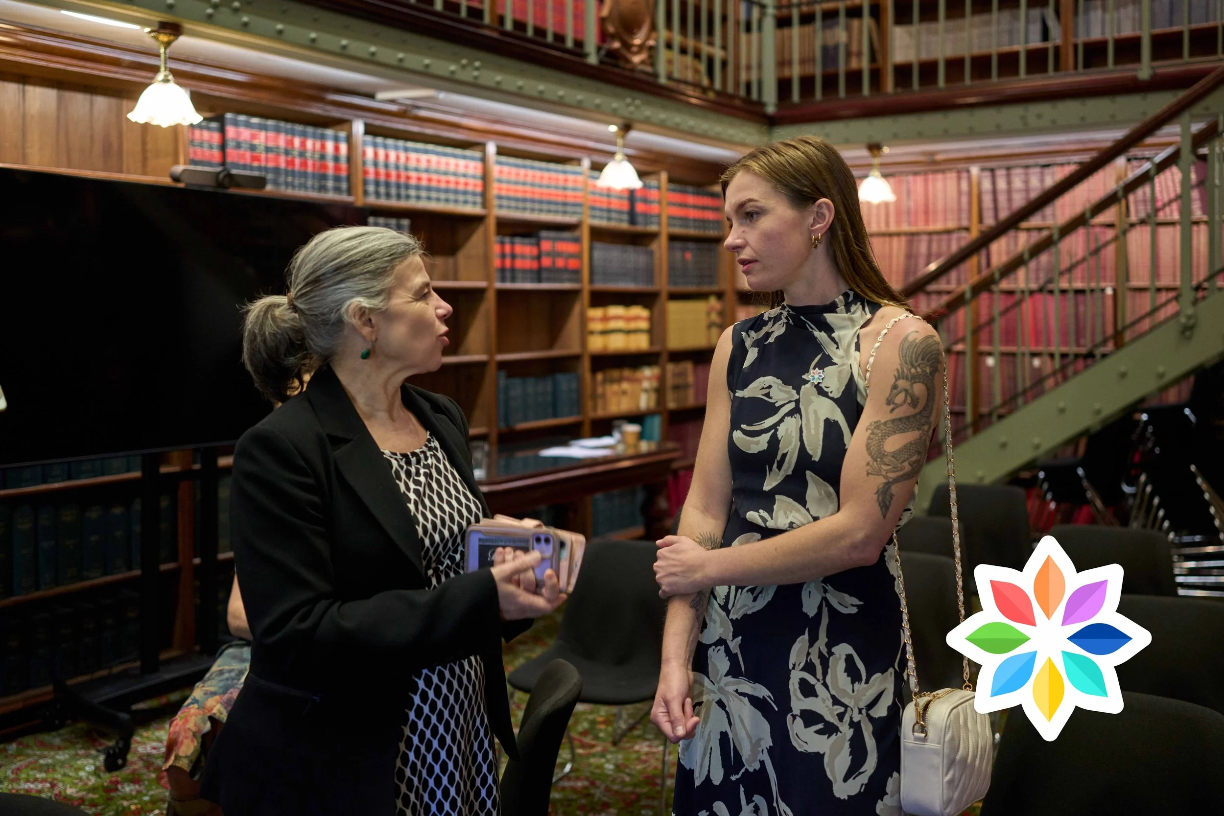 Skye Clair, Advocate and Karen Bevan CEO of Full Stop Australia @ National Survivors Day at NSW Parliament House 2025