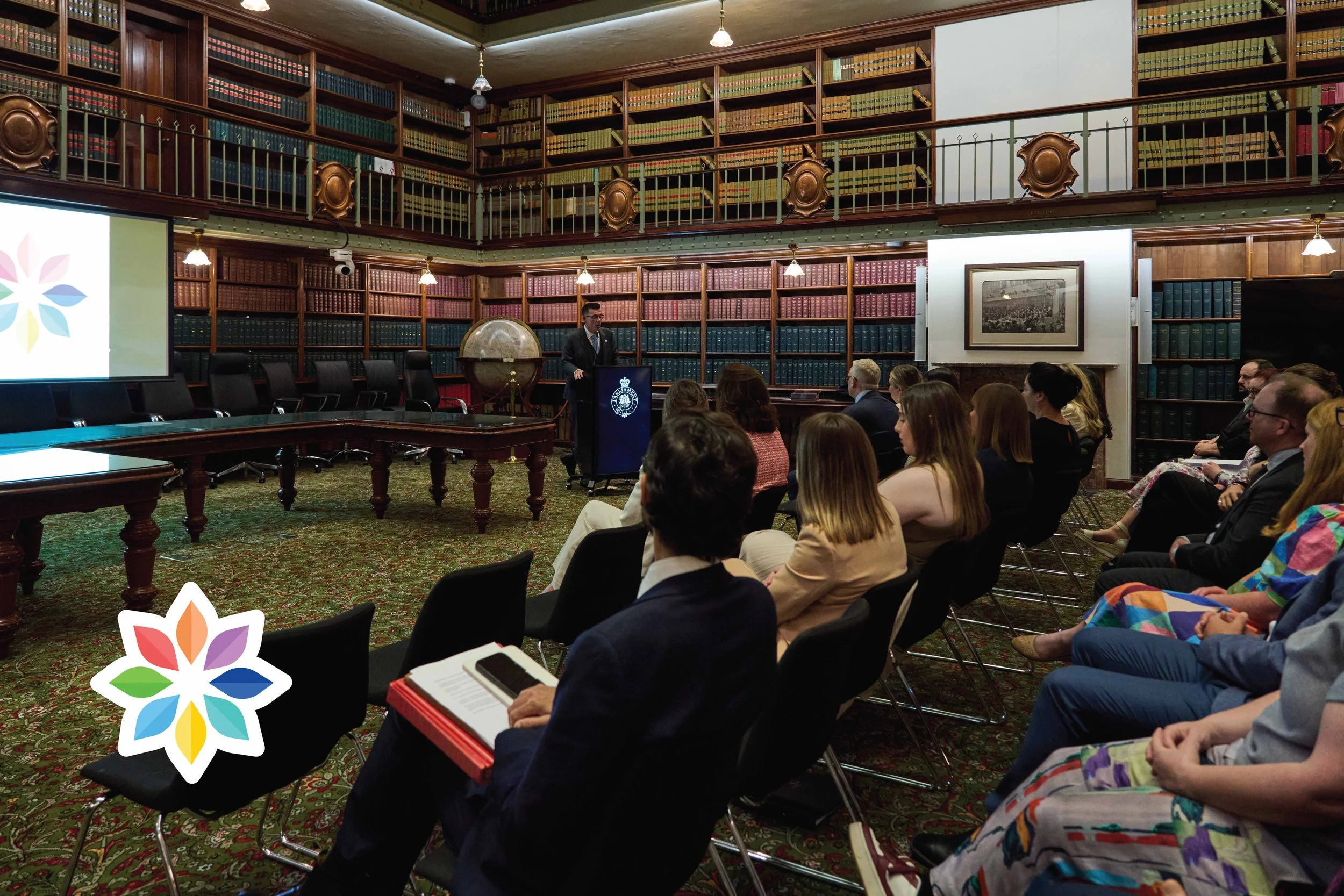 Joe Stroud, Chair of National Survivors Day  addressing the audience @ National Survivors Day event in New South Wales Parliament House 2025