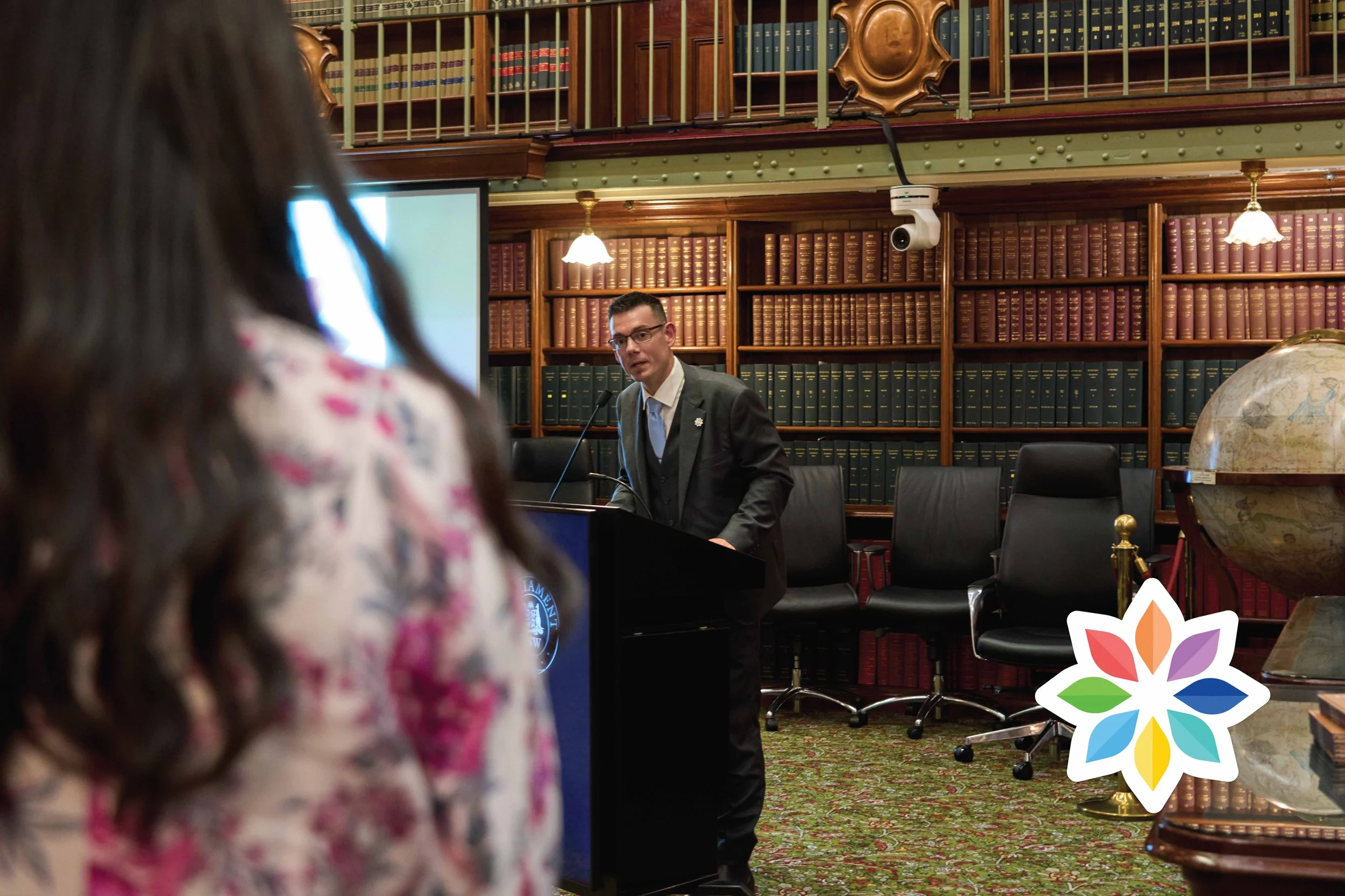 Joe Stroud, Chair of National Survivors Day  addressing the audience @ National Survivors Day event in New South Wales Parliament House 2025
