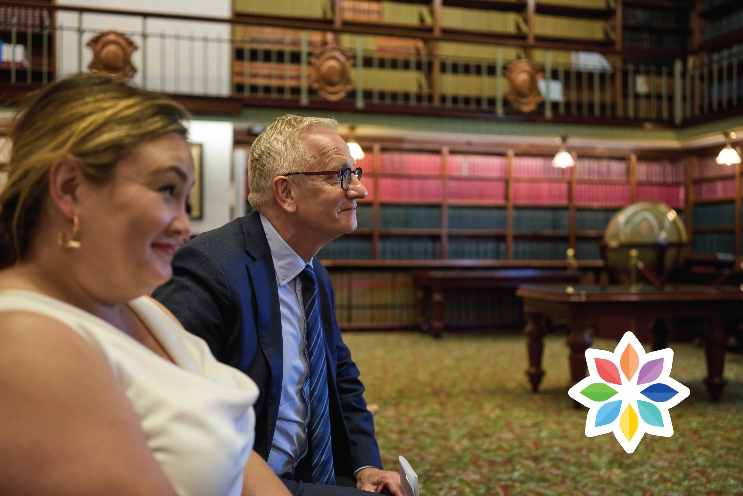 His Excellency Simeon Beckett SC and Clare Leaney, CEO of National Survivors Foundation  @ National Survivors Day at NSW Parliament House 2025