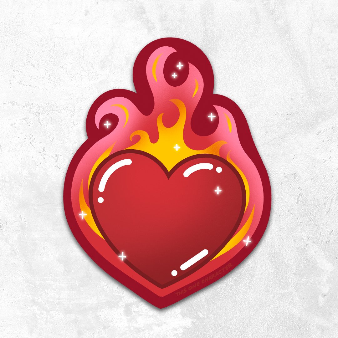 Red Flame Heart Sticker