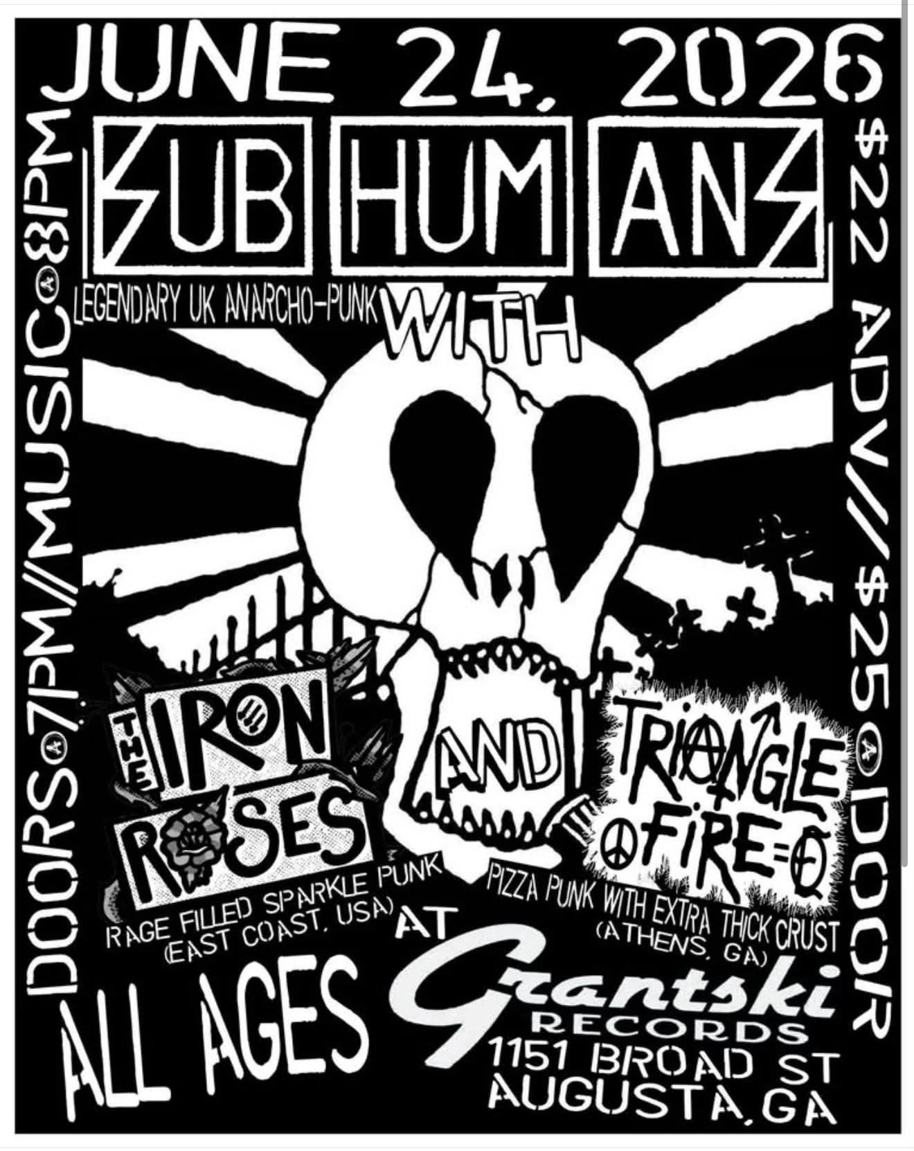 SUBHUMANS W/ THE IRON ROSES & TRIANGLE FIRE