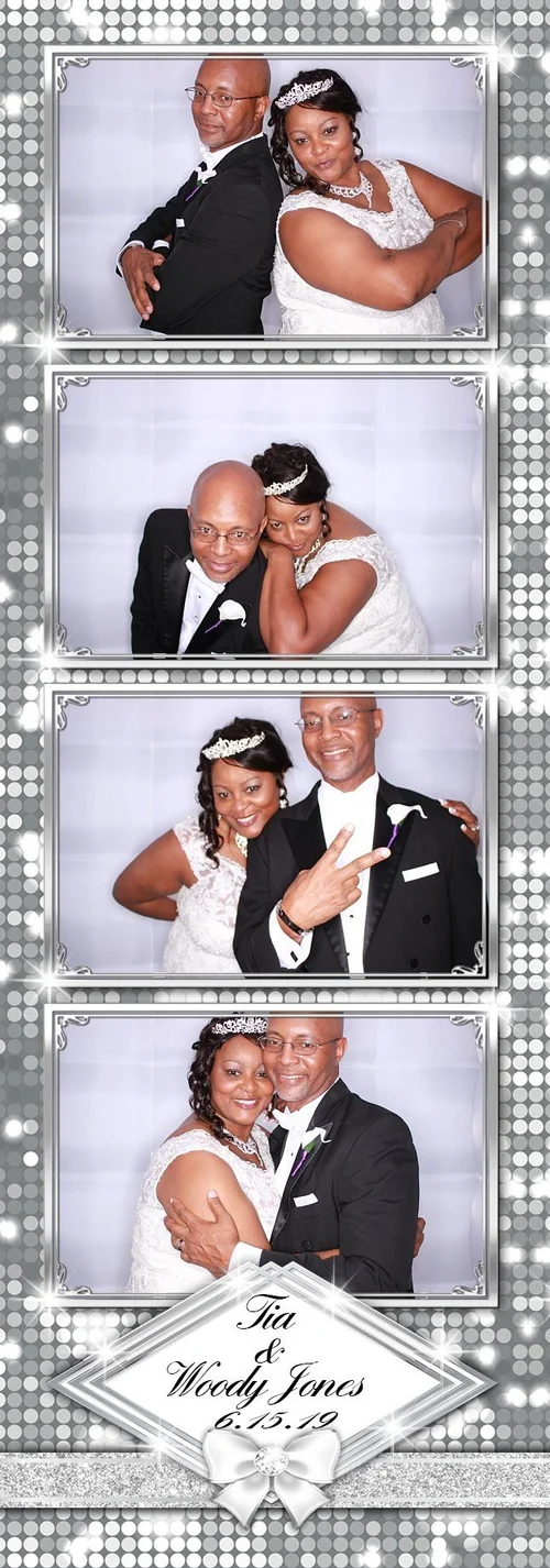 Wedding couple with silver and white print design