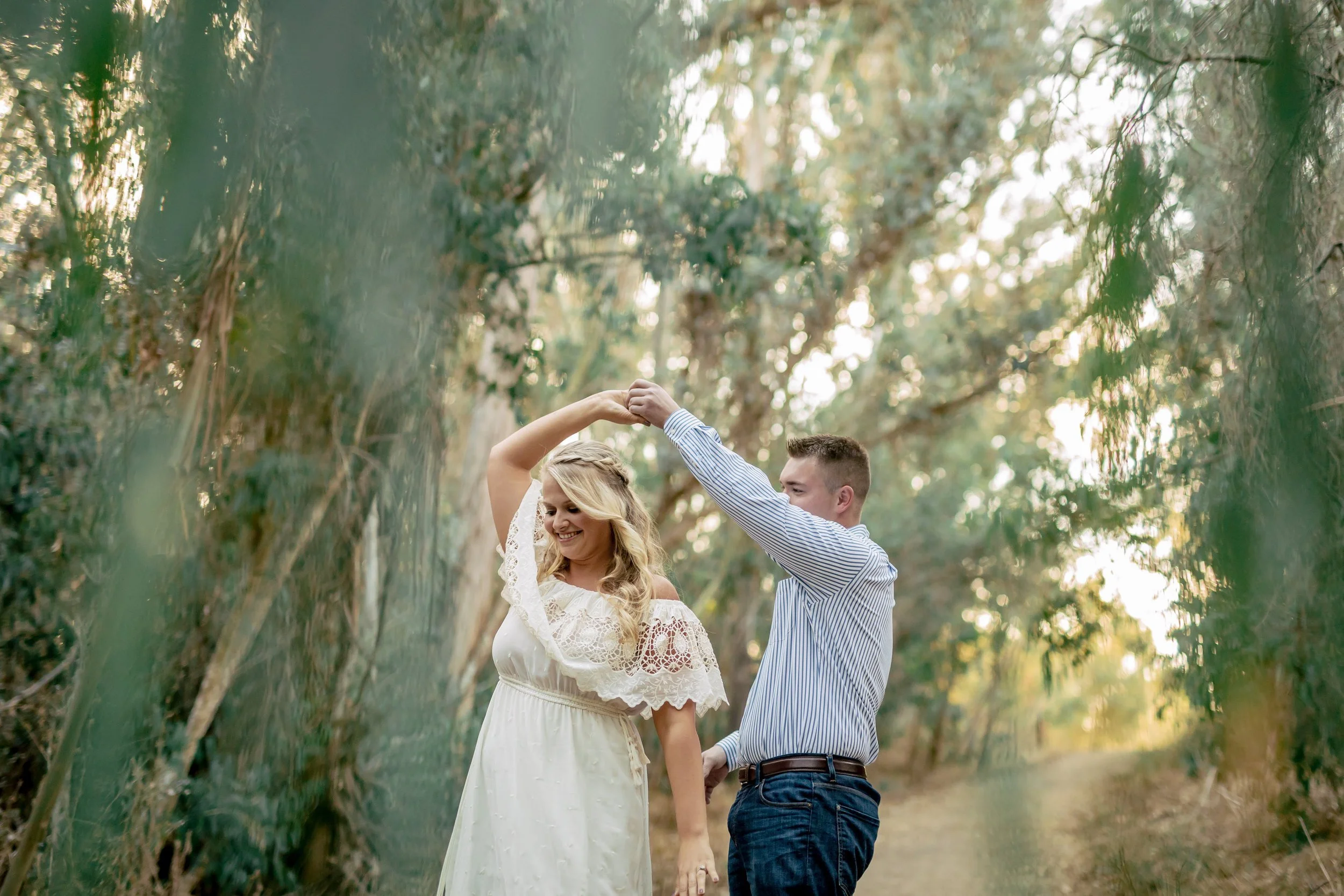 Couple dancing during Santa Barbara engagement session