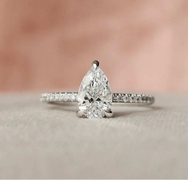 Bezel Set Pear Shaped Diamond Engagement Setting in Yellow Gold