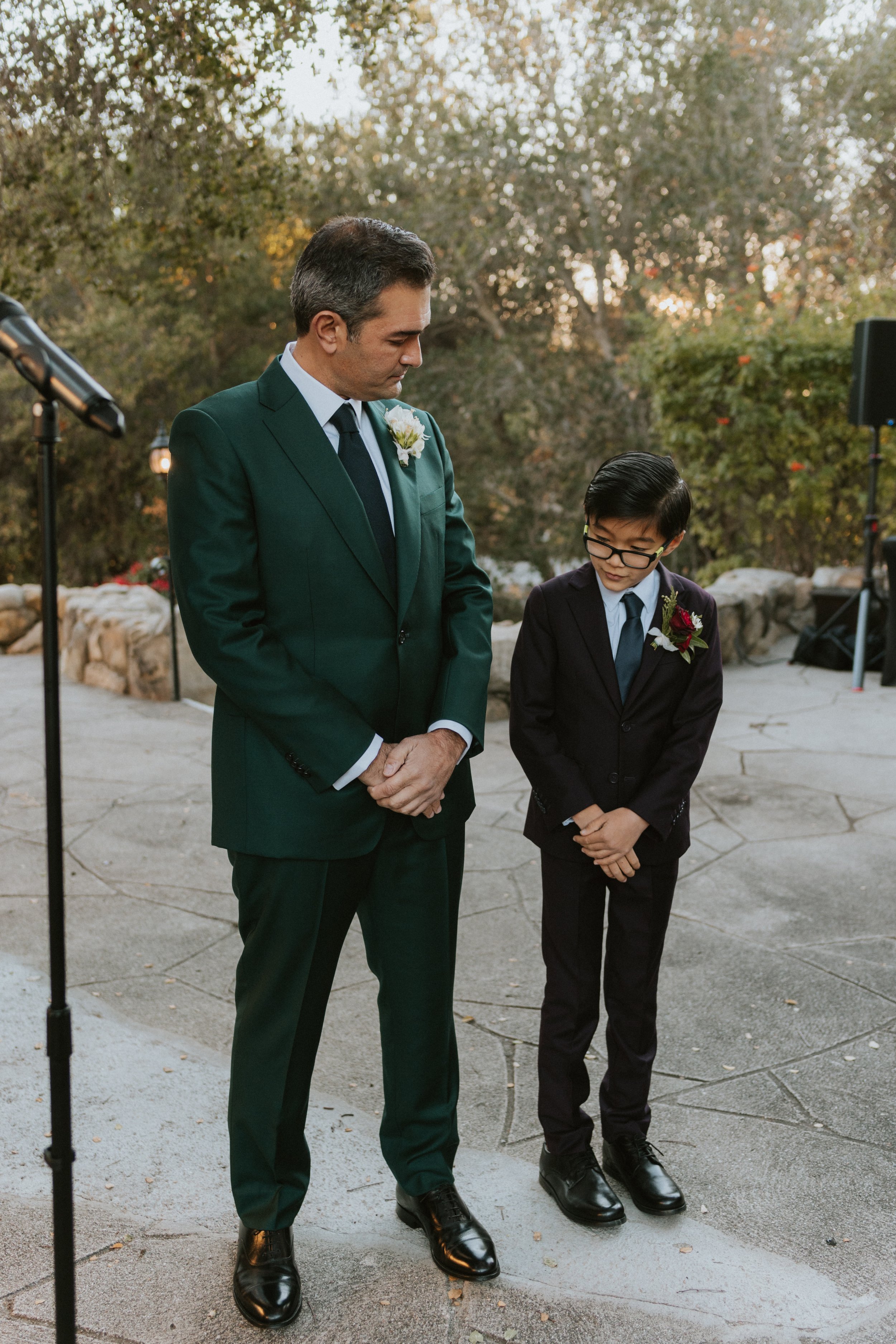 www.santabarbarawedding.com | Ann Johnson Events | SB Woman’s Club | Sarah Vendramini | Margaret Joan Florals | Town and Country Rentals | Groom and Son Standing at Ceremony