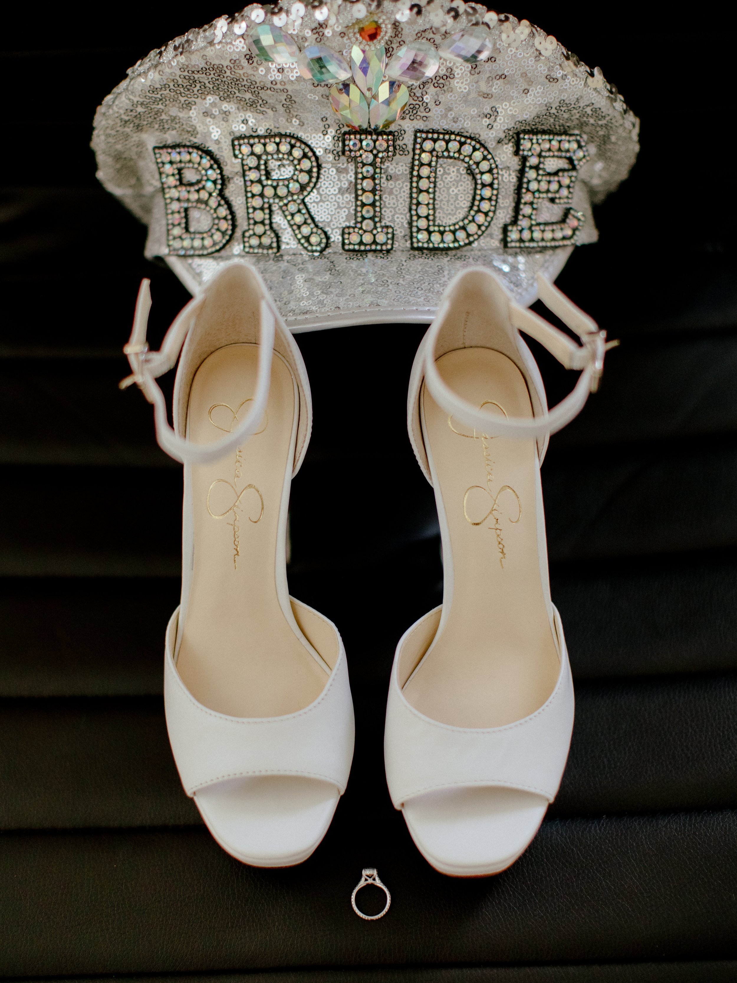 www.santabarbarawedding.com | Chris J. Evans | Santa Barbara Courthouse | Bride’s Shoes and Rockstar Sparkly Hat