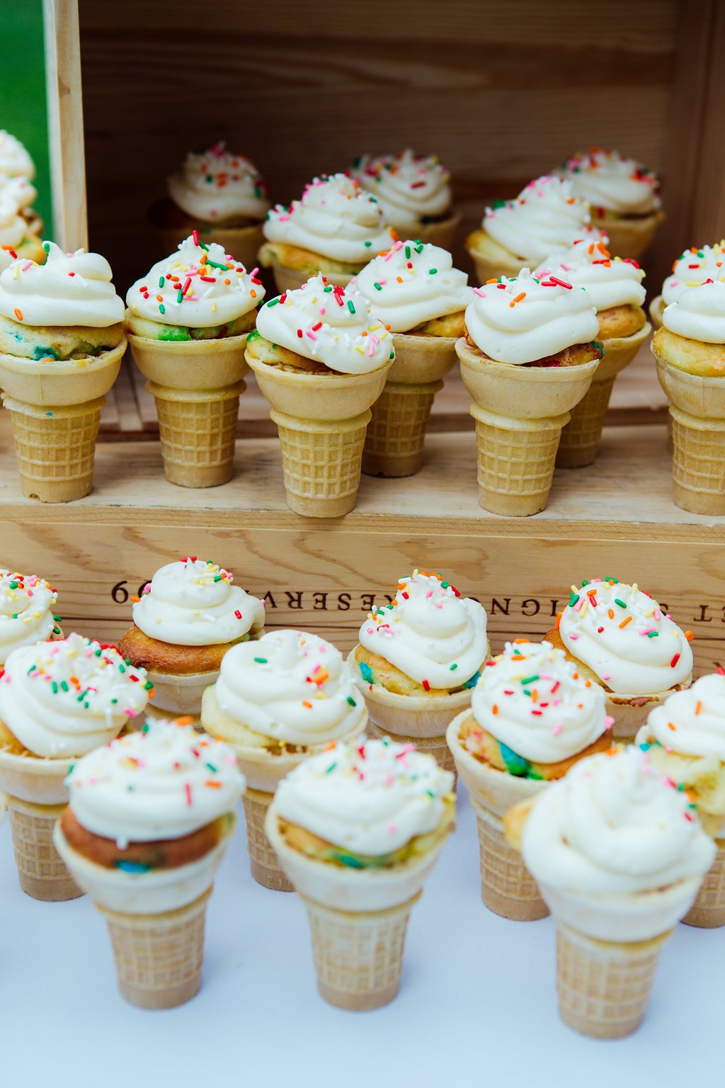 www.santabarbarawedding.com | Just Kiss Collective | Rancho La Patera & Stow House | Ice Cream Cone Cupcakes