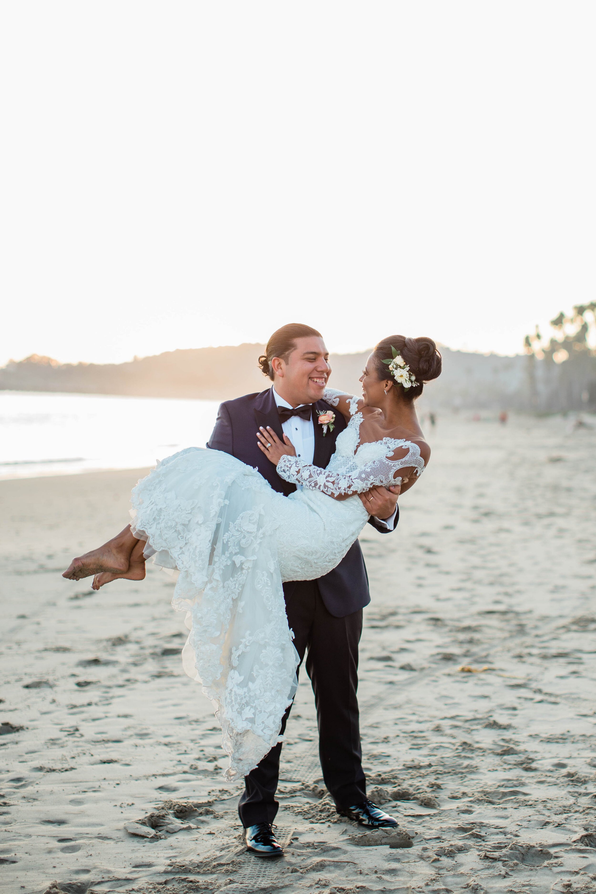 www.santabarbarawedding.com | White Sage Wedding &amp; Events | Amber Jean | Hilton SB Beachfront Resort | Ojai Blooms | Rogue Styling | Anomalie | Bride and Groom on the Beach