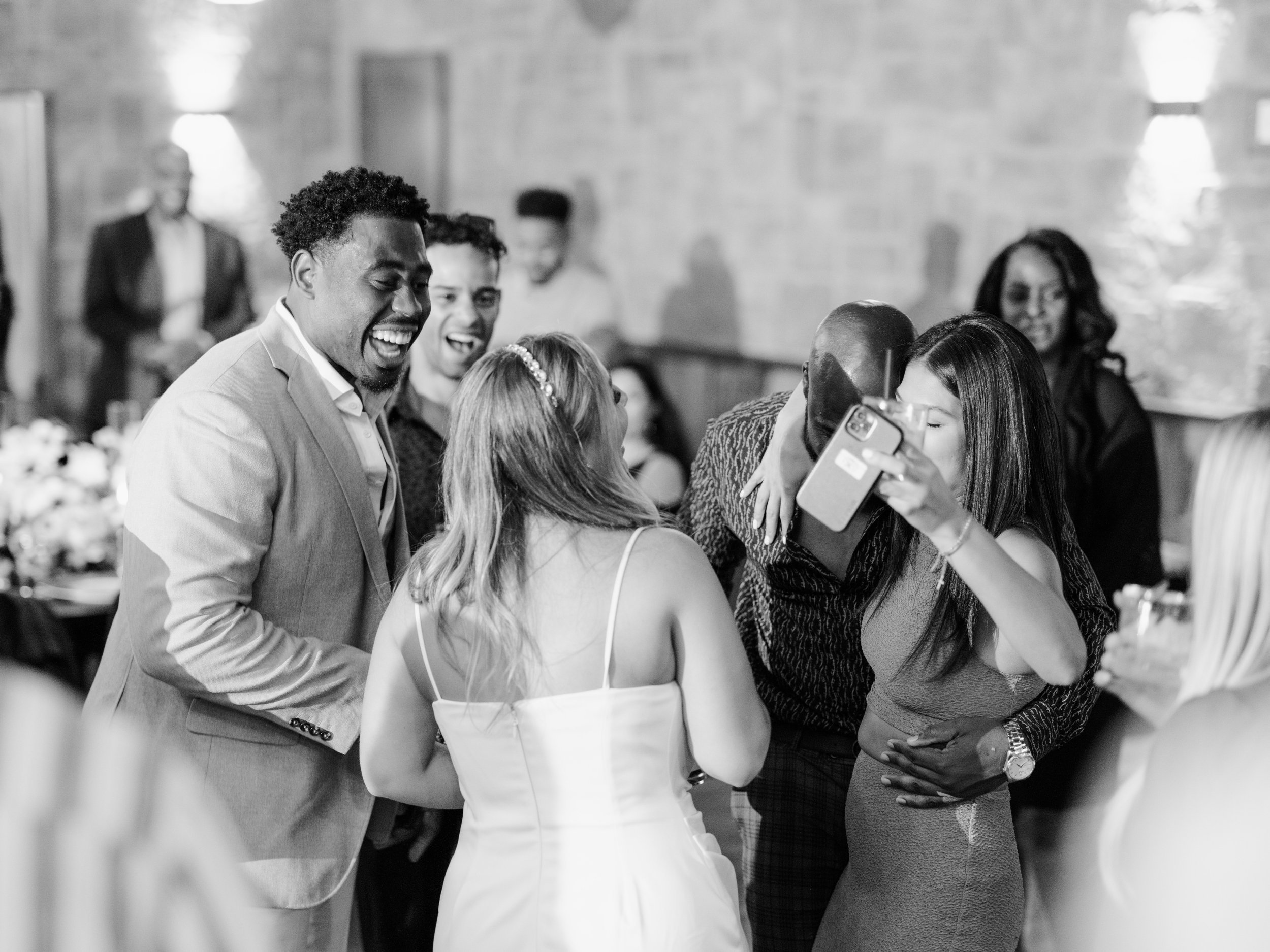 www.santabarbarawedding.com | Zaca Creek | Paul Von Rieter | Lisa Lafferty Events | Glenna Joy Flowers | Theoni Collection | Couple Laughing with Guests