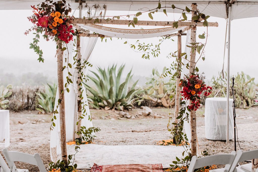 www.santabarbarawedding.com | White Sage Wedding &amp; Events | Matt + Jess | Ojala Floral | Otis + Pearl | Ventura Rentals | The Ceremony Arch with Florals