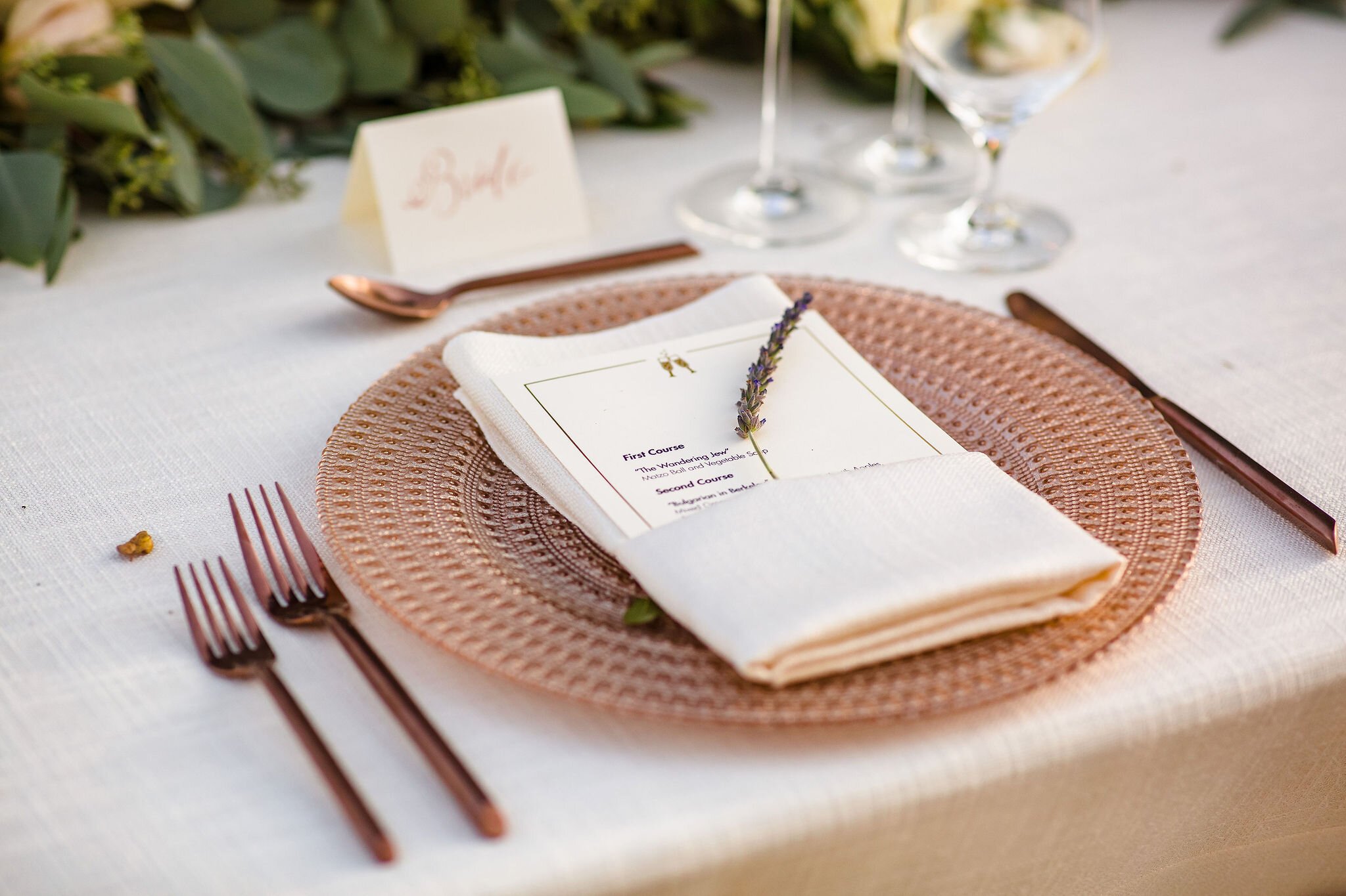 www.santabarbarawedding.com | White Sage Wedding &amp; Events | Burgundy Blue | Marlies Hart | Frog Creek Lavender Farm | Ojai Blooms | Amigo Party Rentals | Nana’s Kitchen | Reception Place Settings
