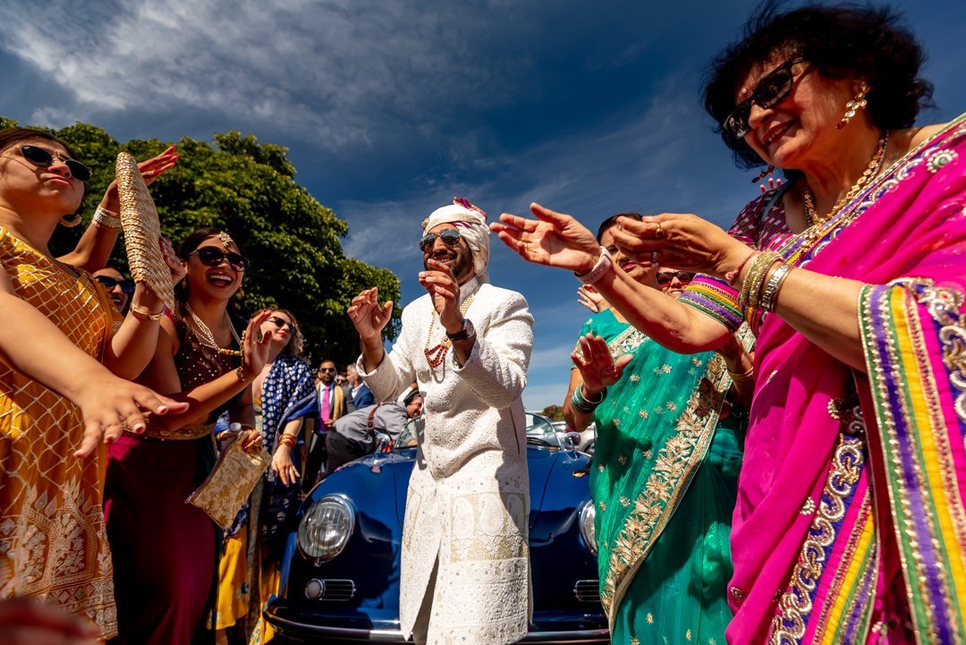 www.santabarbarawedding.com | Hilton SB | Blue Lotus Insights | Shawna Yamamoto | MPSingh Photography | Indira Bishen | Royal Style Turban | Groom Arriving in a Blue Porsche 